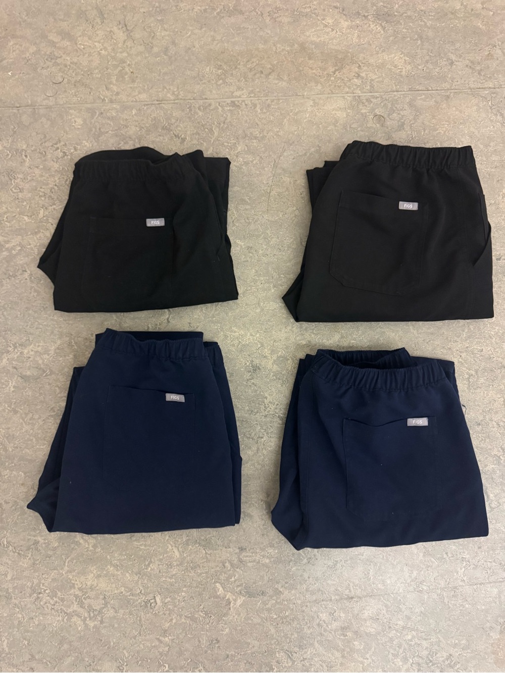 (4) Figs Technical Collection Scrub Pants - Black and Navy Medium